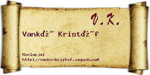 Vankó Kristóf névjegykártya