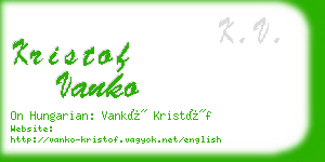 kristof vanko business card